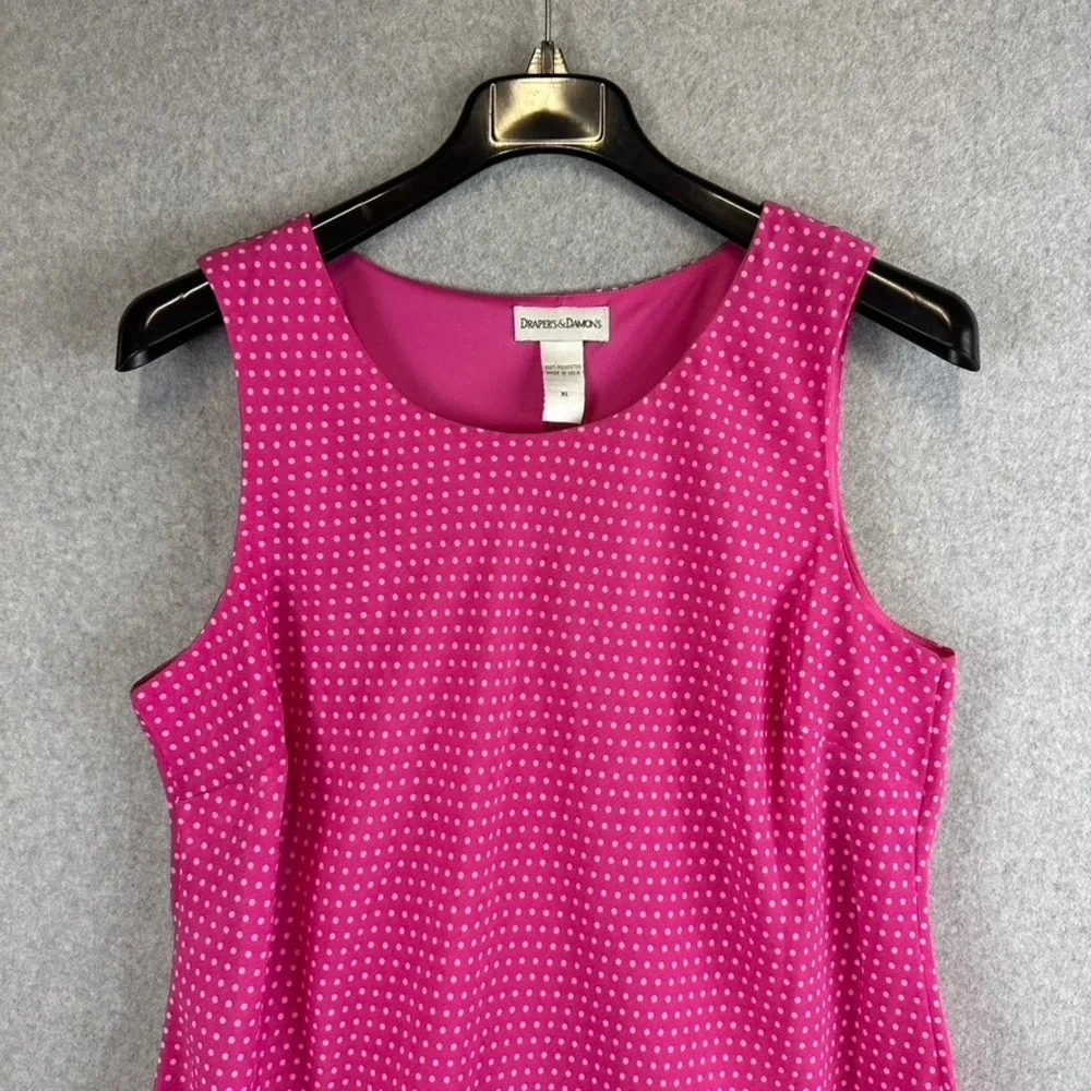 Draper's & Damon's Womans XL Dress Pink Polkadot Tier Open Topper Reto Barbie